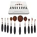 BeautyKate 10Pcs Oval Makeup Brushes Set Soft Professional Toothbrush Face Foundation Contouring Blending Eyeshadow Eyeliner Concealer Blush Cosmetic Brush Tool Kit Rose Gold Black