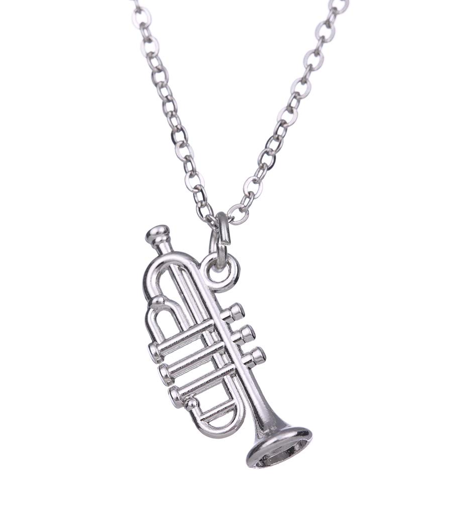 Small Trumpet Music Instrument Pendant Y-Link Necklace for Girls Boys