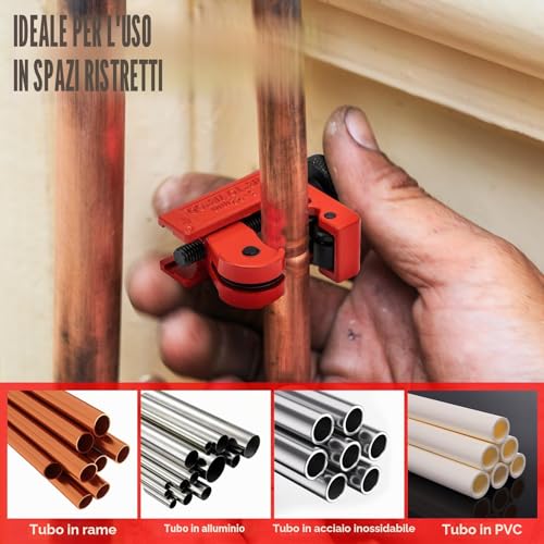 SHALL 4PC Tubing Cutter Set，Heavy-Duty Pipe Cutter Ø 6-50mm, mini Cutter Ø 3-22mm, with 2 deburring Tools, Suitable for PVC/Aluminum/Copper