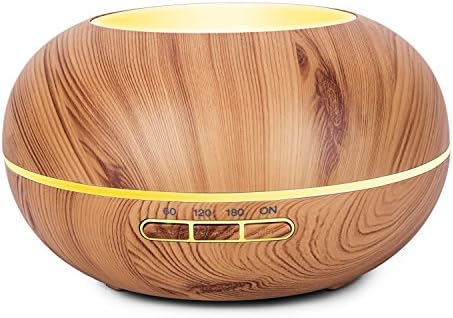Amgaze Humidifier 300ml Cool Mist Ultrasonic Aroma Essential Oil Diffuser with 7 Color LED, 4-Time Setting, Adjustable Mist Mode and Waterless Auto -Off for Home Office Baby Use (Wood Grain)