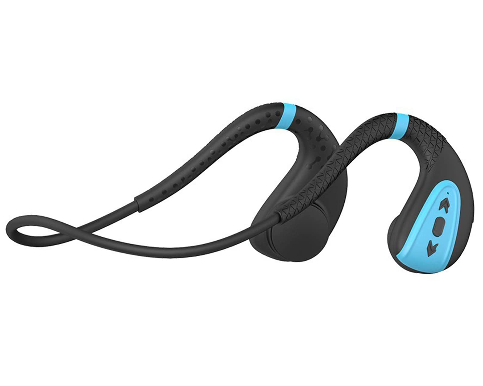 ESSONIO Waterproof Headphones Swimming Open Ear Sports Headphones Bone Conduction Bluetooth 5.0 Wireless with Microphone IPX8 Waterproof Sweat proof Underwater for Hot springs, SPA, Diving （BLUE）