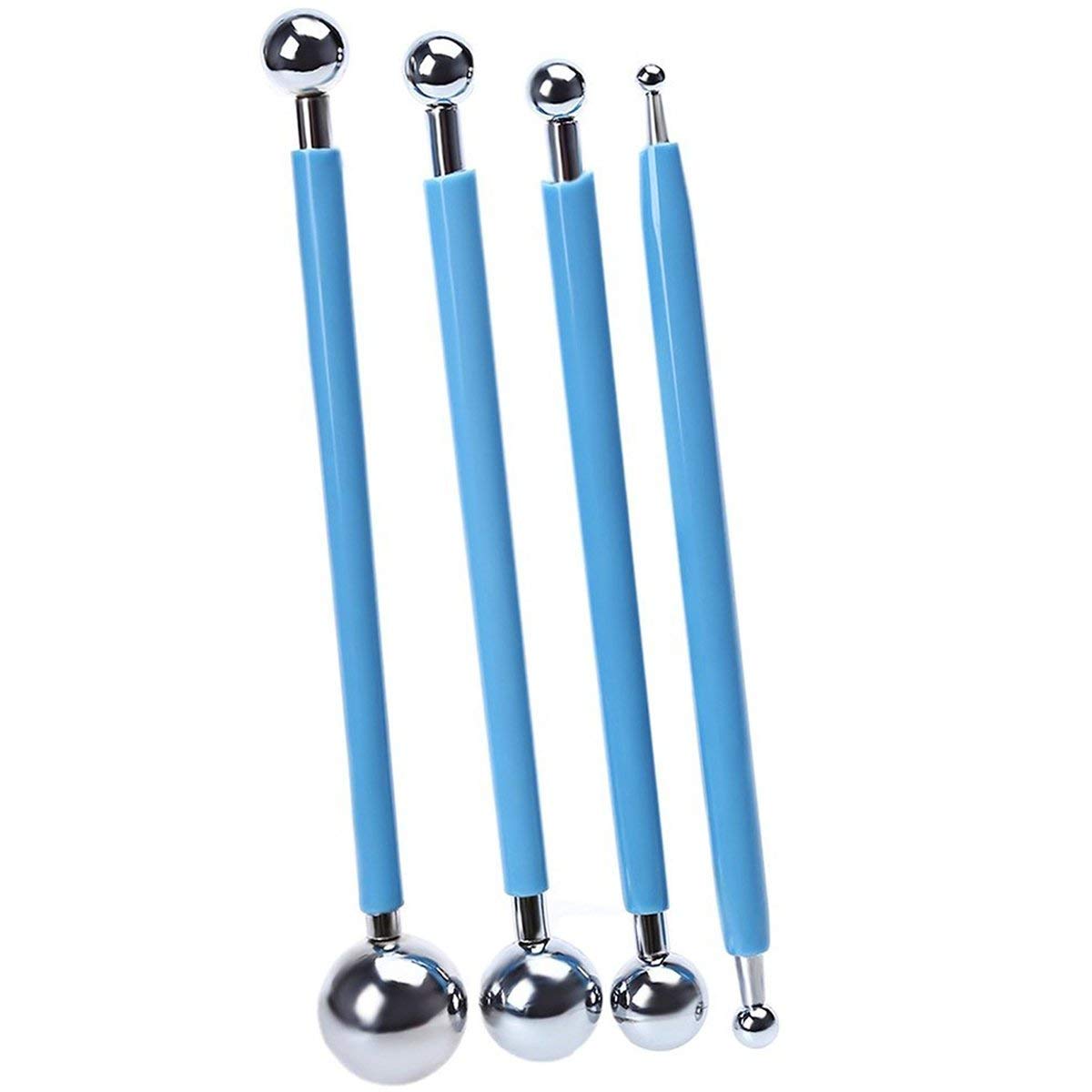 Sugarcraft Tools 4 PCS con 8 Dimensioni Metal Ball per Fondant Torta all\'Argilla Strumenti per Modellare la Decorazione a Fiore