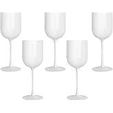PLASTICPRO White Plastic Wine Glasses Set of 10 Elegant Wine Goblets Hard Plastic Wine Cups on Stem 12 Ounce