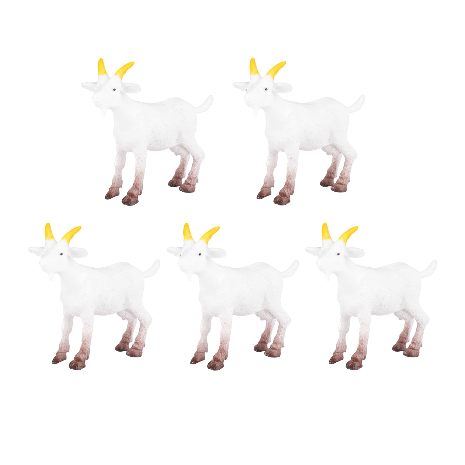 Angoily 5Pcs Pvc Simulation Farm Animals Goats Lambs Sheep Model Figurines for Diy Decor and Wedding Ornaments White