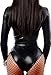 ZKESS Women's Long Sleeve Club Bodysuit Leather Lingerie Small Size Black