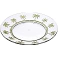LeadingWare Palm Tree Design 9" Acrylic Dinner Plates Set of 4, Crystal Clear Plastic Plates Reusable, Unbreakable Kitchen Plates for All Occasions BPA Free Dishwasher Safe