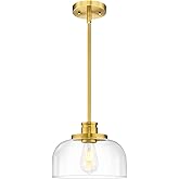 Emak 10 Inch Pendant Lights Kitchen Island, Brushed Gold Pendant Light Fixtures with Clear Glass Shade, Modern Island Lights 