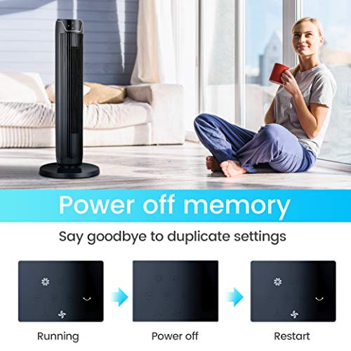 Tower Fan, 42 Inch Portable Oscillating Quiet Cooling Fan with Remote