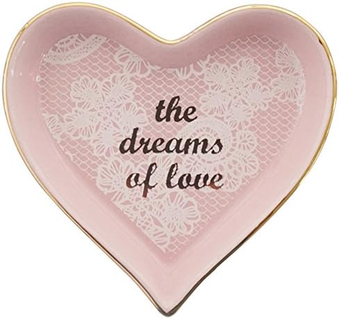 Ring Dish Ceramic Jewelry Holder Tray Golden Heart Design the dream of love