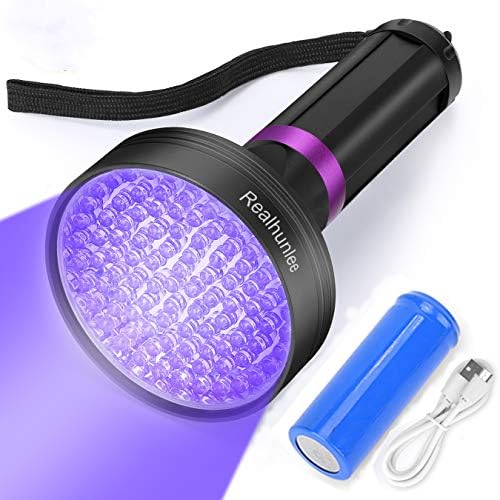 UV Black Light Flashlight Rechargeable 26650 Powerful 100 LED Pet Dog