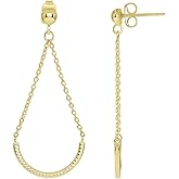 14k Yellow Gold Open Teardrop Rolo Chain Drop Earrings with Friction Back