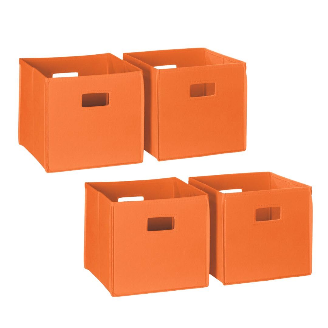Photo 1 of RiverRidge Folding Storage Bins with Handles Orange Cube Storage Organizer for Closet, Bedroom & Playroom - Closet Organizers and Storage Set of 4