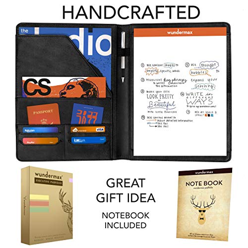 Wundermax Padfolio Portfolio Vegan Leather Binder Business Folder