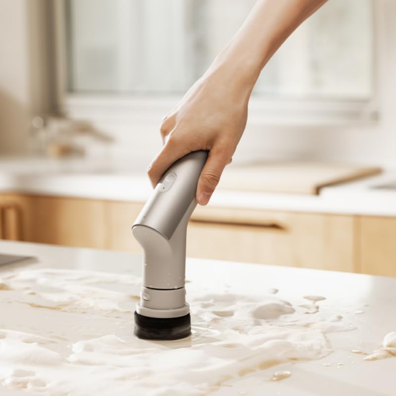 Scrubber elettrico a rotazione IPX7, spazzola per la pulizia del bagno senza fili, con 9 testine per cucina, lavello, bagno, doccia, piastrelle