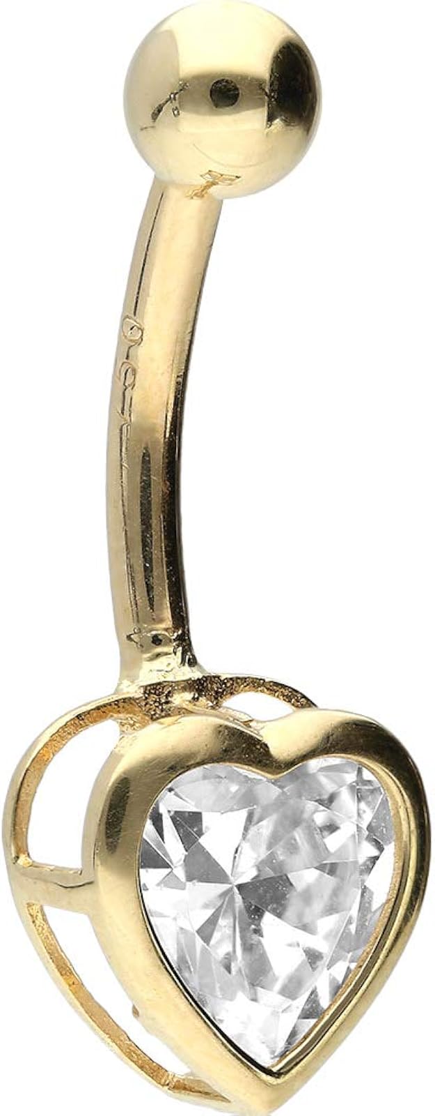 Piercing Nombril (anneau) En Or Jaune 14K - Tige 1.6x10 Mm, Pavé De Strass - Neuf Avec étiquette