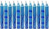 Shabbat Candles - Decorative Taper Candle Set with Fancy Azure, Royal Blue, and Blue Stripes - Safed Candles - Made in Israel