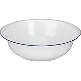 SEWACC Enamel Bowl Enamel Basin Enamelware Mixing Bowl for Vegetable Washing, Serving Soup Fruit Salad Pasta, Kneading Dough