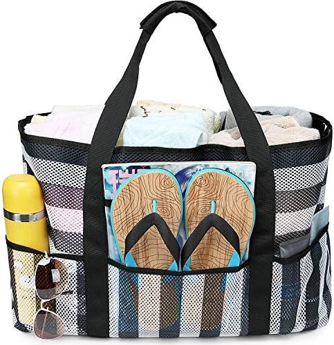 BLUBOON Mesh Beach Bag Toy Tote Bag Family Pool Oversized 22 inches Shopping Bag Waterproof Cell Phone Pocket Sandproof Bottom 1 BLUBOON Mesh Beach Bag Toy Tote Bag Family Pool Oversized 22 inches Shopping Bag Waterproof Cell Phone Pocket Sandproof Bottom