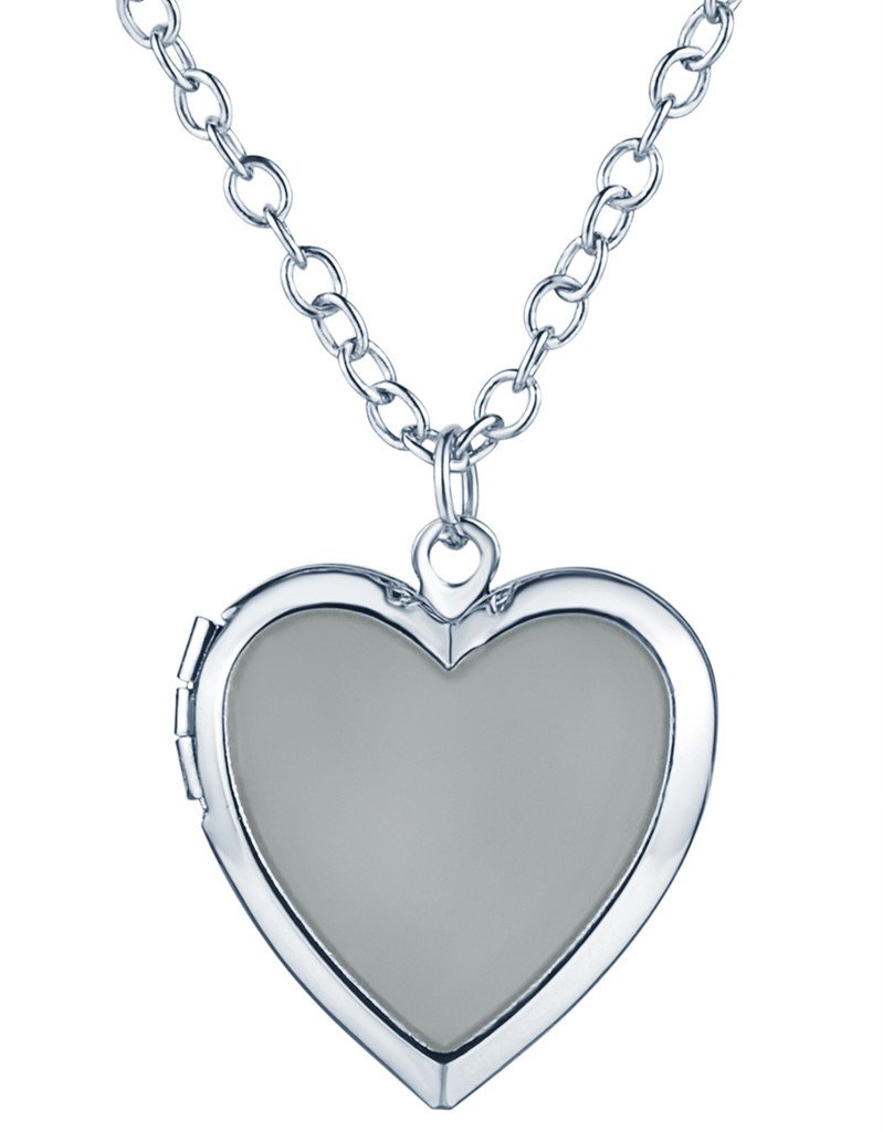 Yumilok Simple Heart Luminous Pendant Open Photos Locket Alloy Necklace for Women/Girls, Fluorescent Blue