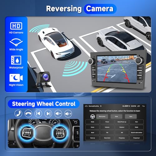 Carplay Car Radio for Opel Astra Meriva Zafira 2003-2011, Android Car Radio, 7 Inch Touchsreen with Android Auto/WiFi/GPS/RDS/FM/Bluetooth/USB+Rear View Camera, Grey