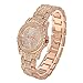 Huntmic Luxury Full Diamond Women Watch Rhinestone Stainless Steel Band Bracelet Wristwatch for Ladies