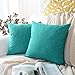 MERNETTE New Year/Christmas Decorations Linen Decorative Square Throw Pillow Cover Cushion Covers Pillowcase, Home Decor for Party/Xmas 18x18 Inch/45x45 cm, Turquoise, Set of 2