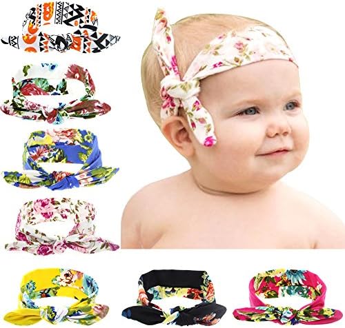 Baby's Cute Flower Cotton Rabbit Ears Knot Hair Band Girls Ribbon Elasticity Turban Wrap Headband