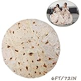 RAINBEAN Burrito Tortilla Blanket,Perfectly Round Novelty Blanket to be a Giant Human Burrito,Throw Food Creation Wrap Blanket for Bed/Sofa/Picnic/Beach/Travel/Office/Aircraft (72inches, Burritos)