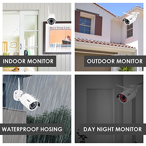 ZOSI Wireless Security Cameras System 1080P HD WiFi NVR and 4pcs 100ft