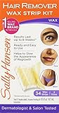 Sally Hansen Hair Remover Wax Strip Kit for Face, Brows & Bikini, 34 Strips (17- Double Sided Strips)