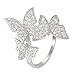 EleQueen Women's Silver-tone Pave Cubic Zirconia 3 Butterfly Bridal Cocktail Ring Clear Size 7