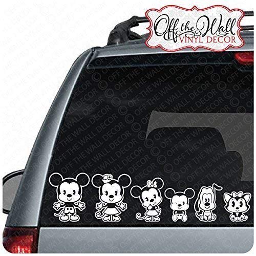 Customize-able Mickey & Minnie Cutie Family Vehicle Car Truck Decal Stickers [WHITE ONLY]