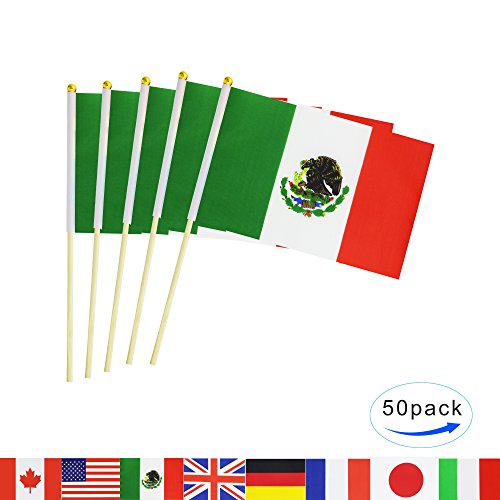 Mexico Stick Flag 50 Pack Hand Held Small Mexican National Flag