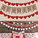 Supla 6.6' Long BE Mine Letters and Hearts Sign Valentine's Day Burlap Banner Rustic Jute Burlap Flag Bunting Banner and 20 Pcs 10 Shape Red Felt Hearts Garland Banner with Red Paper Raffia Cord