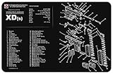 TekMat Springfield Armory XD-SCleaning Mat / 11 x 17 Thick, Durable, Waterproof / Handgun Cleaning Mat with Parts Diagram and Instructions / Armorers Bench Mat / Black
