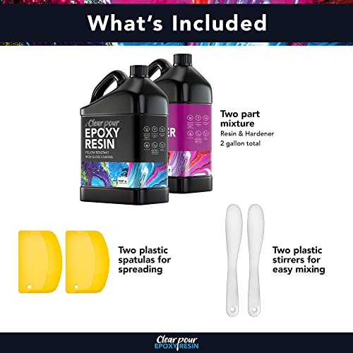 Clear Pour 2 Gallon Epoxy Resin Kit Clear Epoxy Resin for Countertop