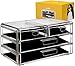 Krylic Makeup Organizer, Makeup Brush Holder, Acrylic Drawer, Makeup Case & Cosmetis Organizer. Makeup Holder - 4 Box Drawers Hold Creams Nailpolish Lipstick Brush! Acrylic Storage Drawer Organizer