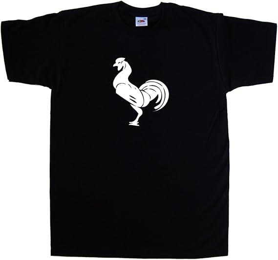 TeeTreeDesigns Rooster Black TShirt Amazon.co.uk Clothing