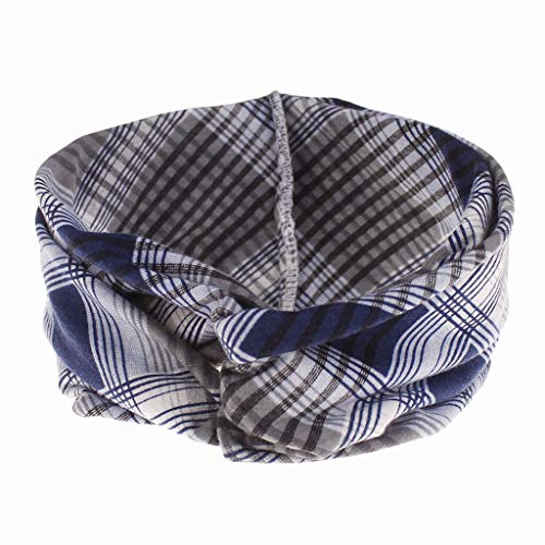 Tomppy Twist Turban Headbands for Women Girls Sports Hairband Plaid Criss Cross Head Wrap Headwear Hair Decor Blue