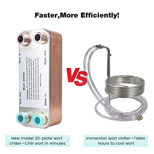 【20 Plates】MRbrew Homebrew Wort Chiller, Stainless Steel and Brazed