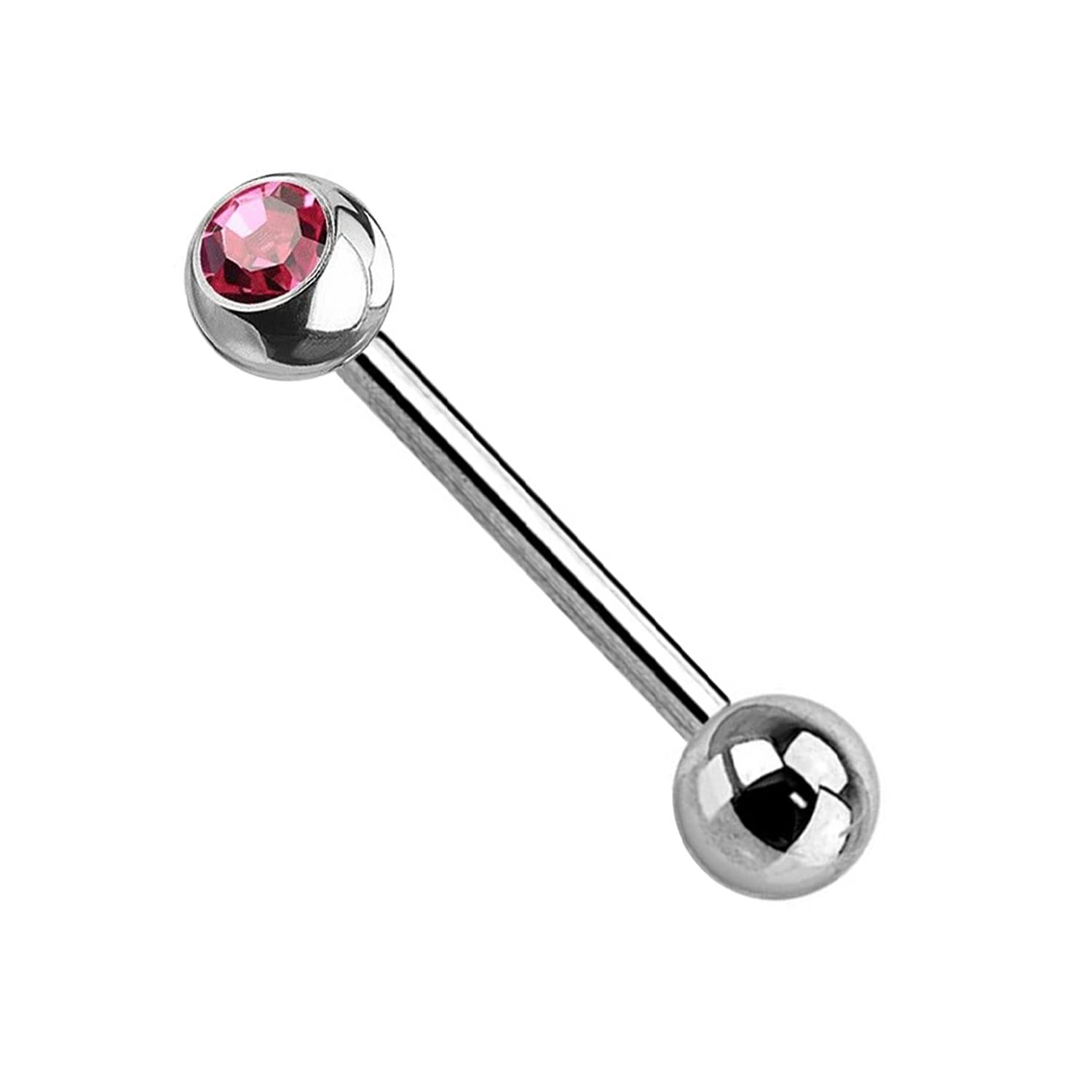 Warrior Sterile Barbell Tongue Piercing in Surgical Steel Size 14G(1,6mm) with Two 6mm Balls and 16mm Length Single Piece Packing PLS-059 Red