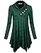 Cestyle Flowy Tops for Women, Juniors Long Sleeve Cowl Neck Sweatshirt Office Tunic Shirt Blouse for Leggings Space Dye Green Large
