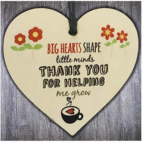HONZEE Christmas Teacher Gifts,Thank You Assistant Nursery Wooden Hanging Heart Plaque Childminder Preschool Present
