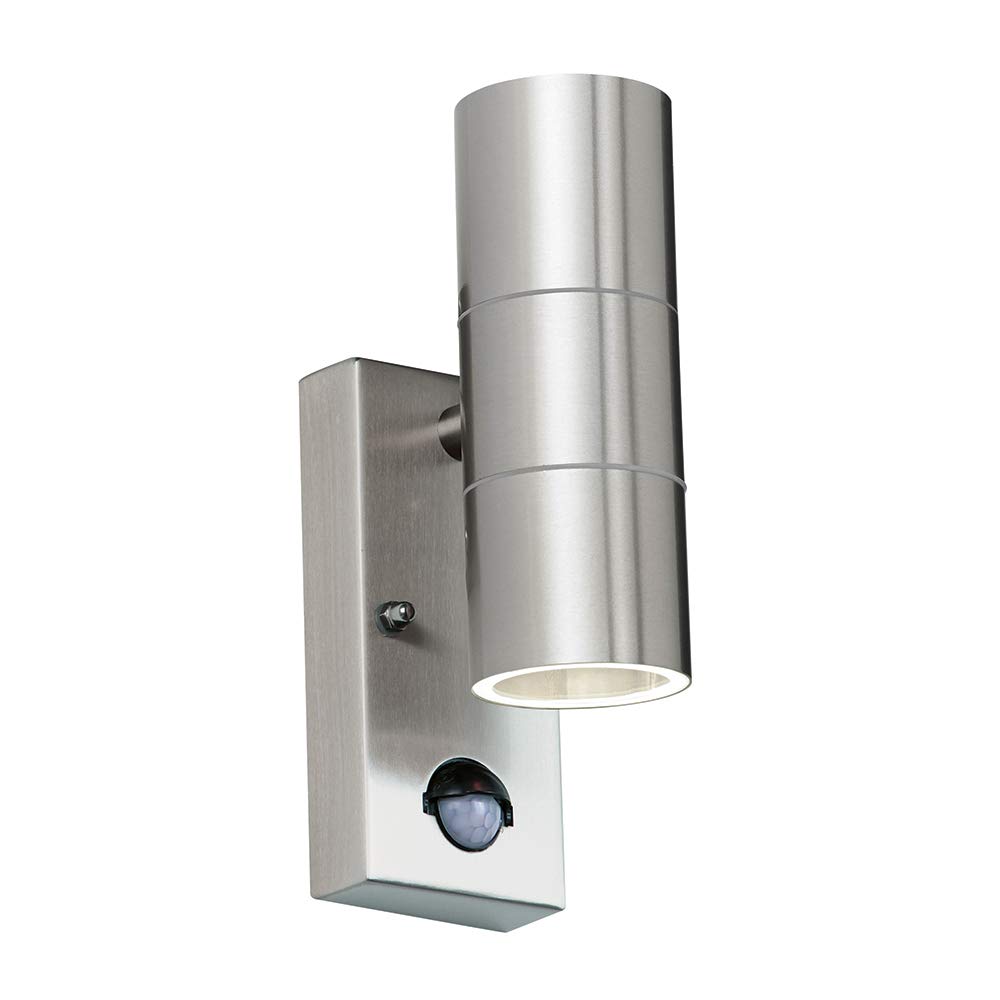 Endon EL-40062 Double Spot Light Outdoor IP44 Stainless Steel Wall PIR