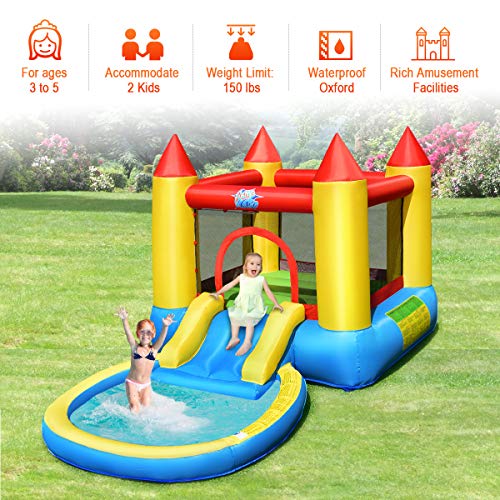 HONEY JOY Inflatable Water Slide, Toddler Water Bounce House Bouncy