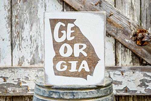 MINI Georgia Rustic Wood Signs - Whitewash State Signs - Home State Decor - Personalized State Sign 6x7in