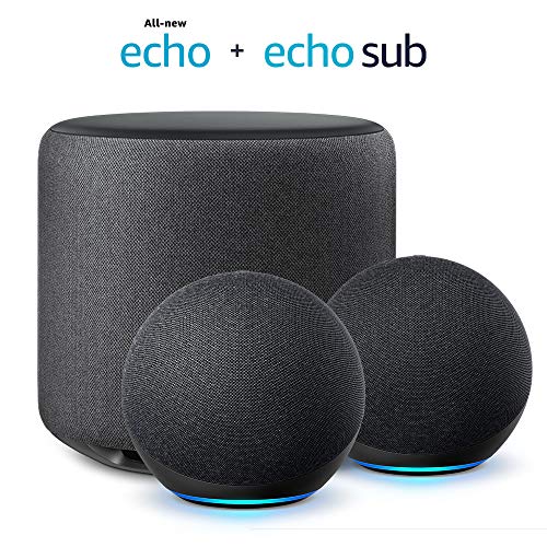 Stereo Pair Starter Kit 2 Echo (4th Gen) + Echo Sub, Charcoal