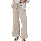 ALSOGO Women's Baggy Wide Leg Sweatpants Drawstring Elastic Waisted Casual Straight Trousers Outfits Athletic Palazzo Pants