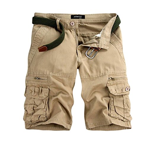 Cargo Short, Shybuy Men's Relaxed Fit Twill Cargo Short Active Outdoor Wear Short Pant (Beige, 38)