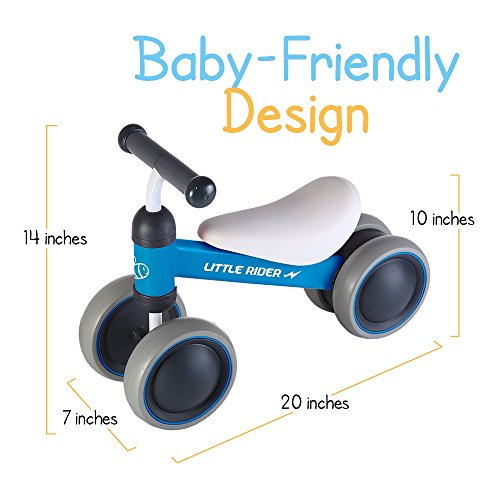 Ashtonbee Baby Balance Bike - Indoor Outdoor Blue Bicycle for Children Ages 10-24 Months